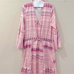 XL Boho Maxi Dress with Angel Sleeves and Cinch-waist Tie